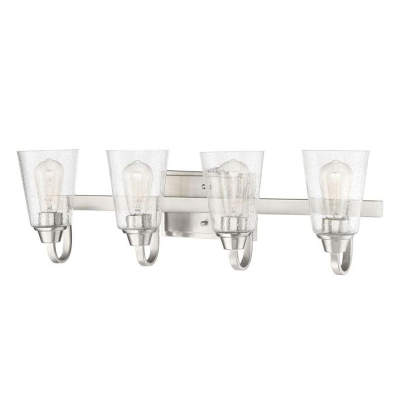Craftmade Grace 28" 4-Light Brushed Polished Nickel Vanity Light With Clear Seeded Glass Shades
