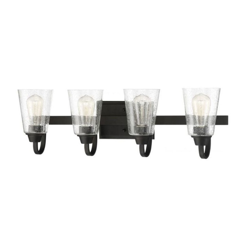 Craftmade Grace 28" 4-Light Espresso Vanity Light With Clear Seeded Glass Shades