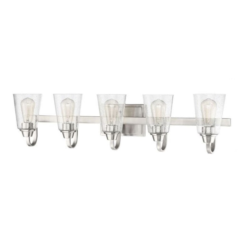 Craftmade Grace 37" 5-Light Brushed Polished Nickel Vanity Light With Clear Seeded Glass Shades