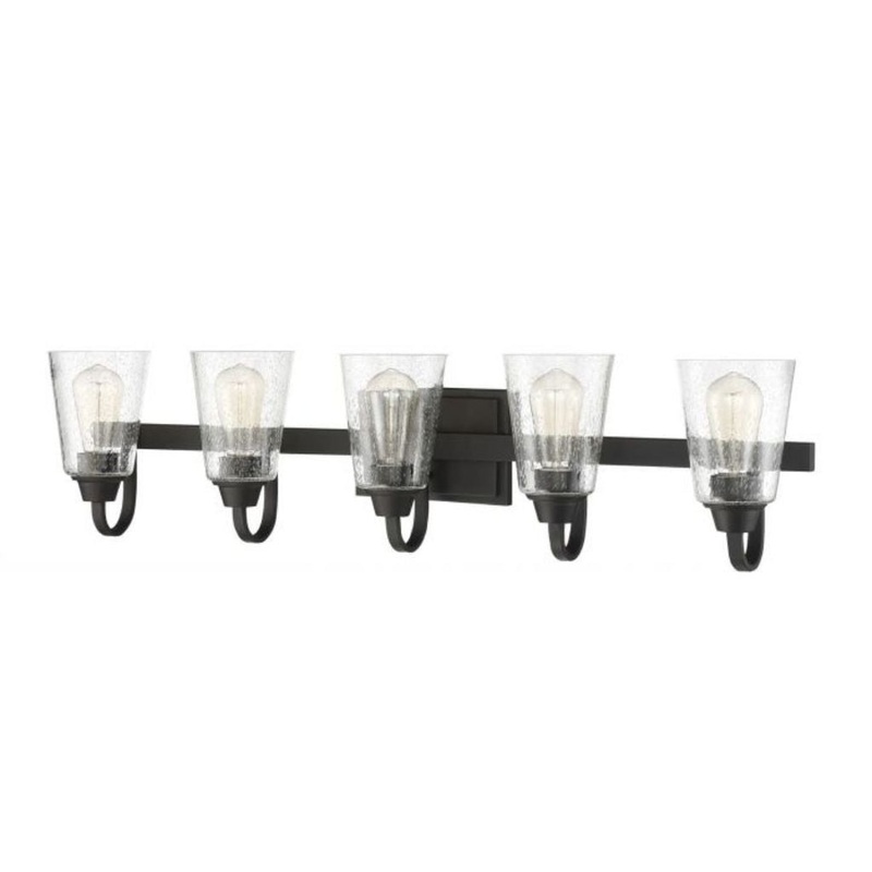 Craftmade Grace 37" 5-Light Espresso Vanity Light With Clear Seeded Glass Shades