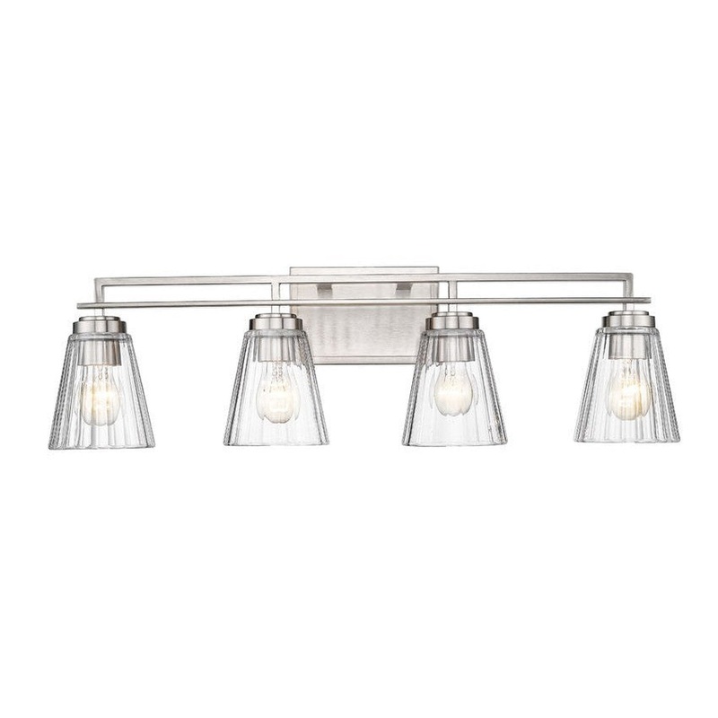 Z-Lite Lyna 31" 4-Light Brushed Nickel and Clear Glass Shade Vanity Light