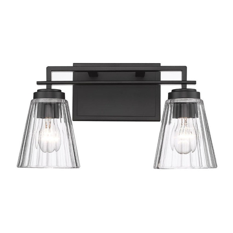 Z-Lite Lyna 7" 2-Light Matte Black and Clear Glass Shade Vanity Light