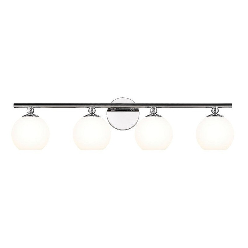 Z-Lite Neoma 30" 4-Light Chrome and Opal Etched Glass Shade Vanity Light