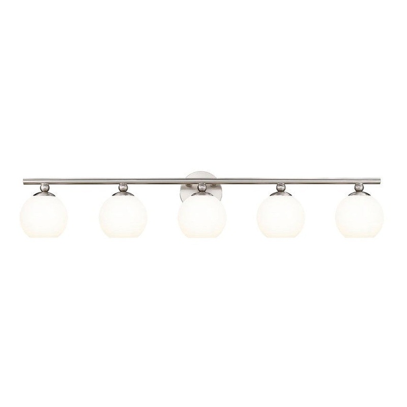 Z-Lite Neoma 38" 5-Light Brushed Nickel and Opal Etched Glass Shade Vanity Light