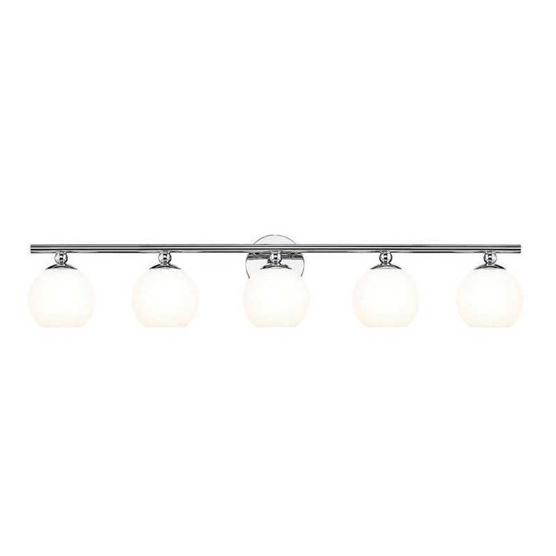Z-Lite Neoma 38" 5-Light Chrome and Opal Etched Glass Shade Vanity Light