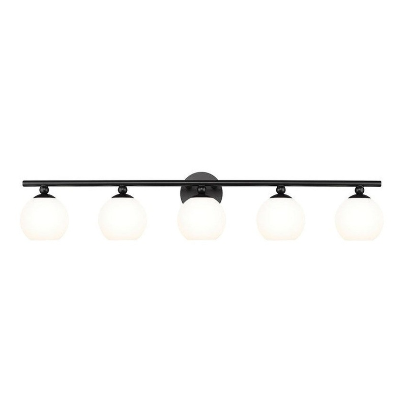 Z-Lite Neoma 38" 5-Light Matte Black and Opal Etched Glass Shade Vanity Light
