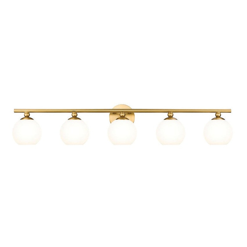 Z-Lite Neoma 38" 5-Light Modern Gold and Opal Etched Glass Shade Vanity Light