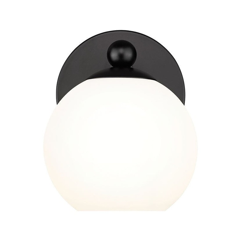 Z-Lite Neoma 5" 1-Light Matte Black and Opal Etched Glass Shade Wall Sconce