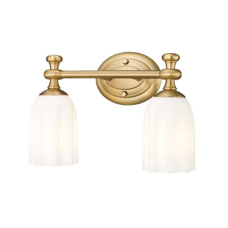 Z-Lite Orion 14" 2-Light Modern Gold Steel Vanity Light With Opal Etched Glass Shade