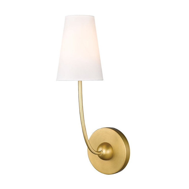 Z-Lite Shannon 5" 1-Light Rubbed Brass and White Fabric Shade Wall Sconce