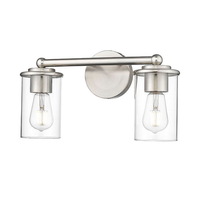 Z-Lite Thayer 16" 2-Light Brushed Nickel Steel and Clear Glass Shade Vanity Light
