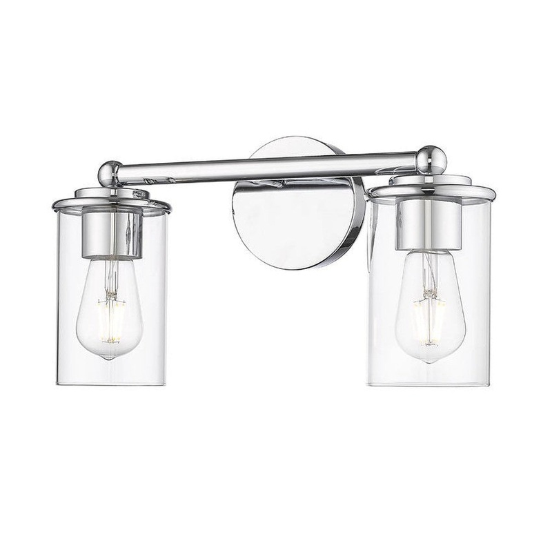 Z-Lite Thayer 16" 2-Light Chrome Steel and Clear Glass Shade Vanity Light
