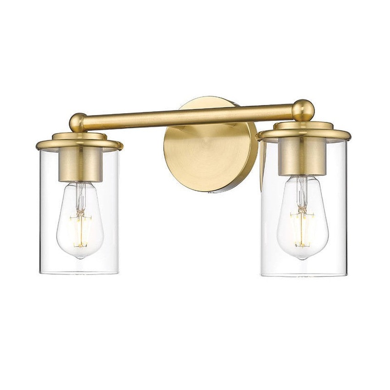 Z-Lite Thayer 16" 2-Light Luxe Gold Steel and Clear Glass Shade Vanity Light