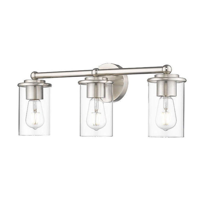 Z-Lite Thayer 23" 3-Light Brushed Nickel Steel and Clear Glass Shade Vanity Light