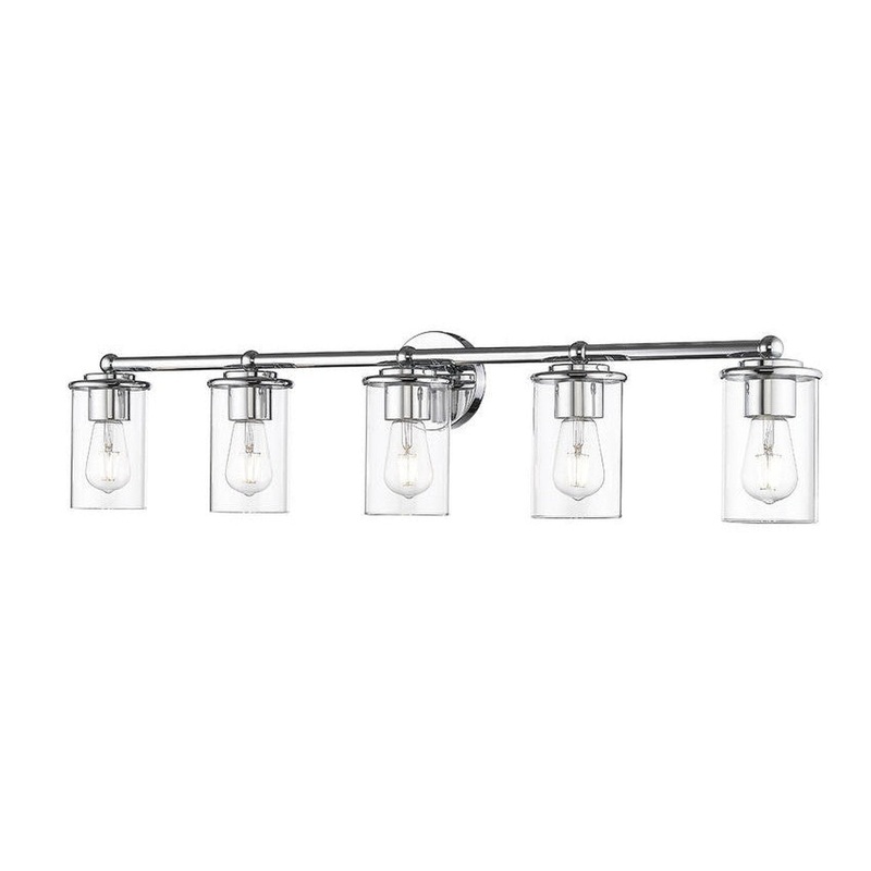 Z-Lite Thayer 39" 5-Light Chrome Steel and Clear Glass Shade Vanity Light