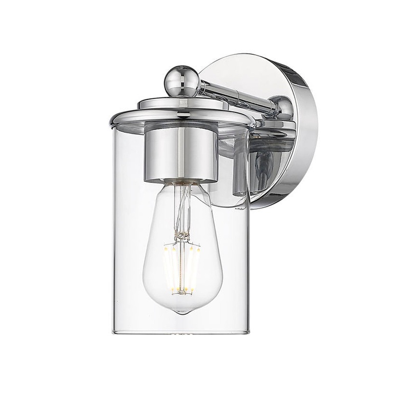 Z-Lite Thayer 5" 1-Light Chrome Steel and Clear Glass Shade Wall Sconce