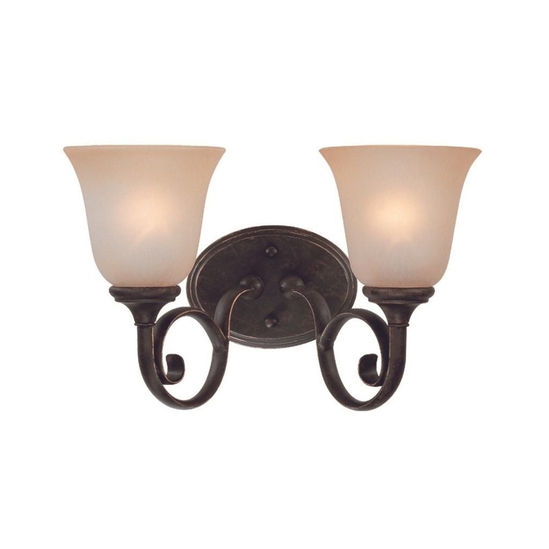 Craftmade Barrett Place 15" 2-Light Mocha Bronze Vanity Light With Light Umber Etched Glass Shades