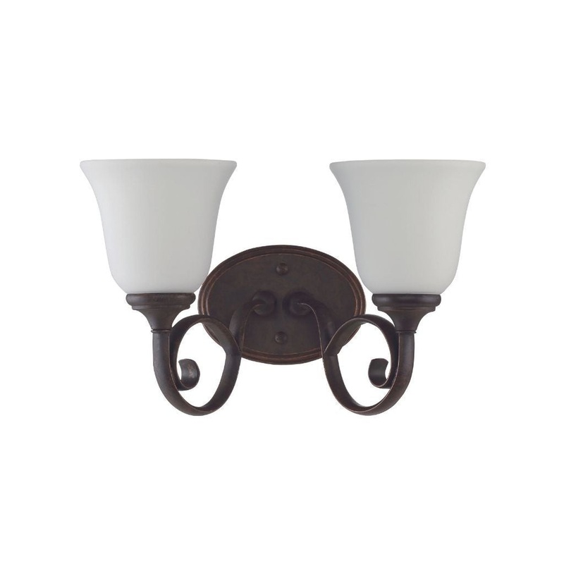 Craftmade Barrett Place 15" 2-Light Mocha Bronze Vanity Light With White Frosted Glass Shades