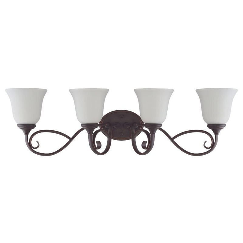 Craftmade Barrett Place 33" 4-Light Mocha Bronze Vanity Light With White Frosted Glass Shades