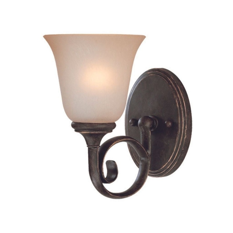 Craftmade Barrett Place 6" x 10" 1-Light Mocha Bronze Wall Sconce With Light Umber Etched Glass Shade