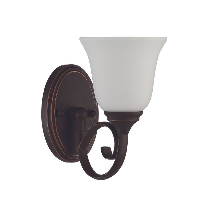 Craftmade Barrett Place 6" x 10" 1-Light Mocha Bronze Wall Sconce With white Frosted Glass Shade