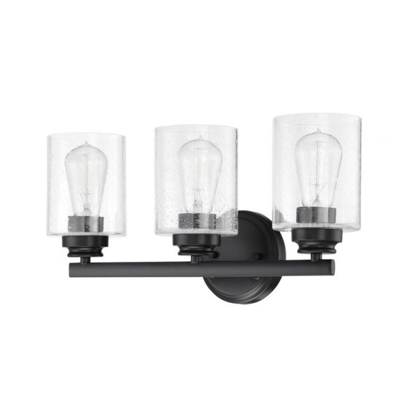 Craftmade Bolden 18" 3-Light Flat Black Vanity Light With Clear Seeded Glass Shades