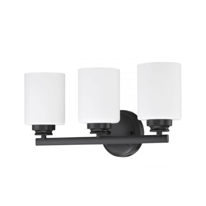 Craftmade Bolden 18" 3-Light Flat Black Vanity Light With White Frosted Glass Shades