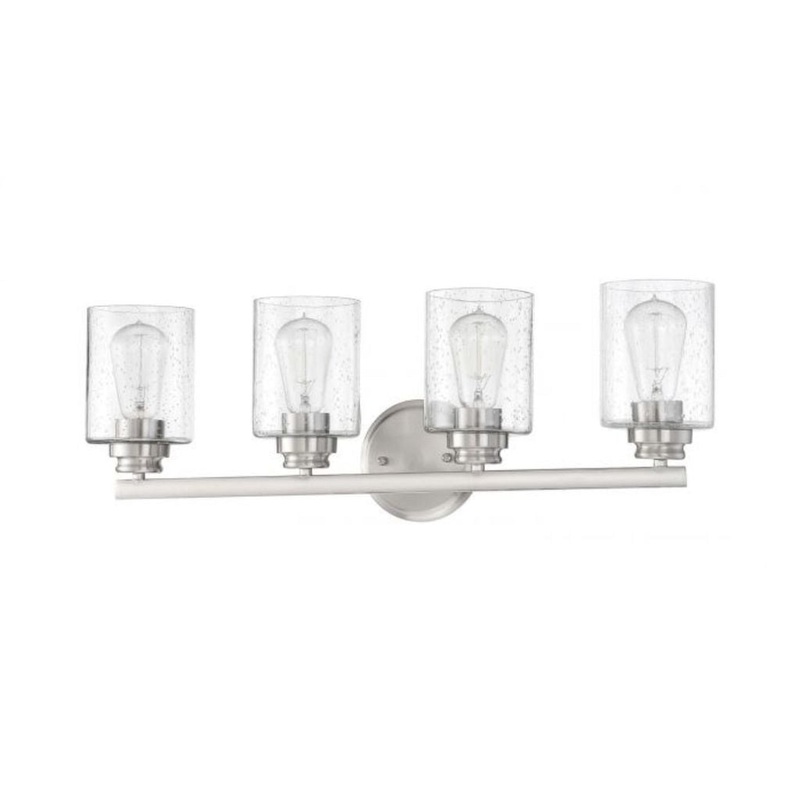 Craftmade Bolden 25" 4-Light Brushed Polished Nickel Vanity Light With Clear Seeded Glass Shades