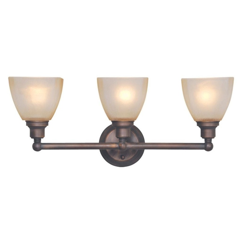 Craftmade Bradley 24" 3-Light Bronze Vanity Light With Light Tea Stained Glass Shades