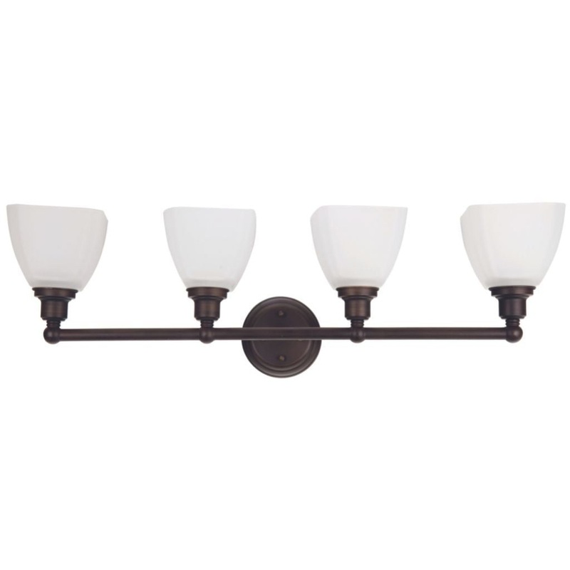 Craftmade Bradley 33" 4-Light Bronze Vanity Light With White Frosted Glass Shades