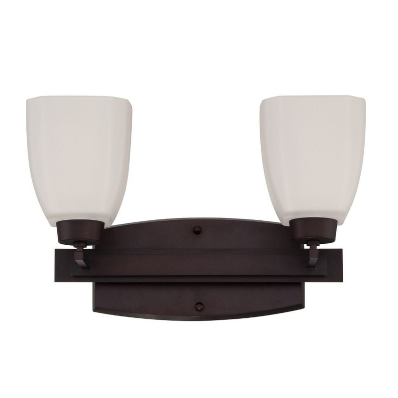 Craftmade Bridwell 16" 2-Light Oiled Bronze Vanity Light With White Frosted Glass Shades
