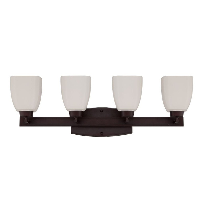 Craftmade Bridwell 28" 4-Light Oiled Bronze Vanity Light With White Frosted Glass Shades