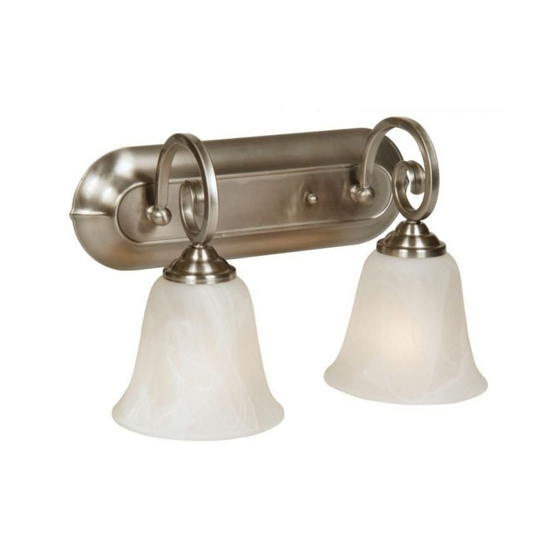 Craftmade Cecilia 14" 2-Light Brushed Polished Nickel Vanity Light With Alabaster Glass Shades