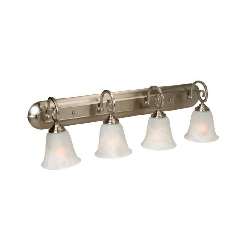 Craftmade Cecilia 32" 4-Light Brushed Polished Nickel Vanity Light With Alabaster Glass Shades