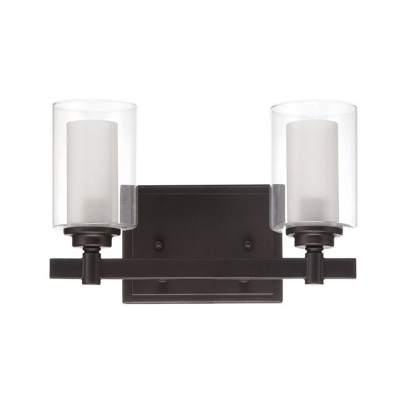 Craftmade Celeste 12" 2-Light Espresso Vanity Light With Clear Outer and Frosted Inner Glass Shades