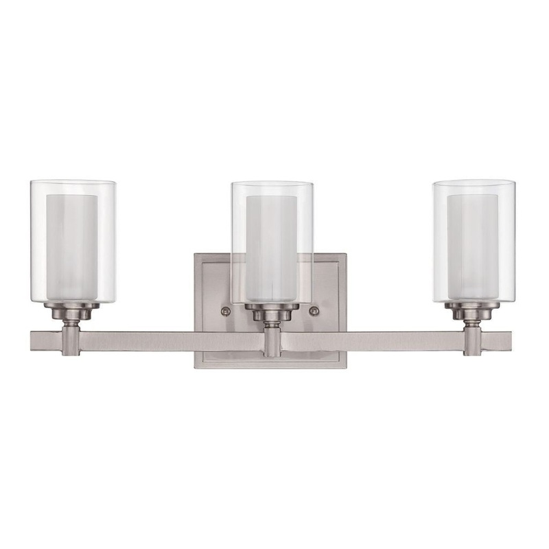 Craftmade Celeste 20" 3-Light Brushed Polished Nickel Vanity Light With Clear Outer and Frosted Inner Glass Shades