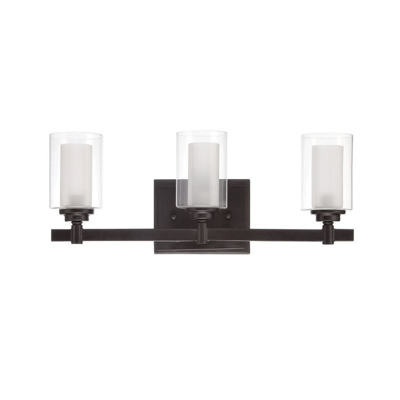 Craftmade Celeste 20" 3-Light Espresso Vanity Light With Clear Outer and Frosted Inner Glass Shades