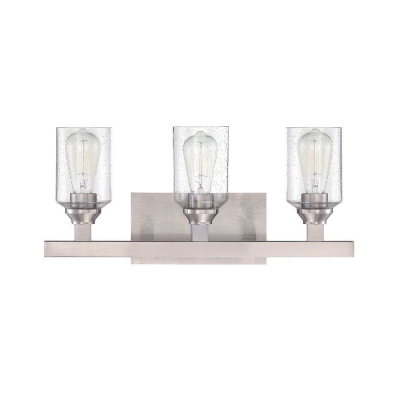 Craftmade Chicago 22" 3-Light Brushed Polished Nickel Vanity Light With Clear Seeded Glass Shades
