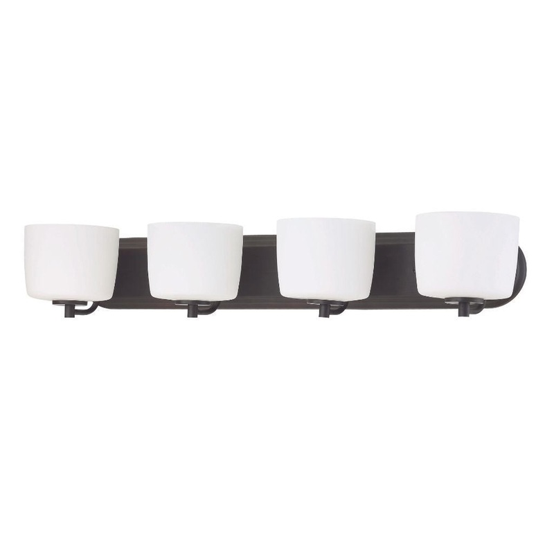 Craftmade Clarendon 32" 4-Light Aged Brushed Bronze Vanity Light With White Opal Glass Shades