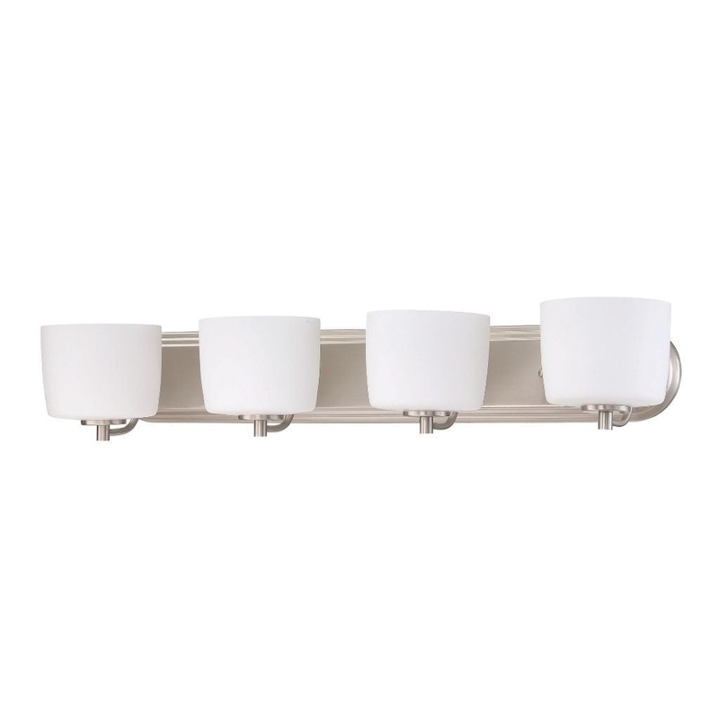 Craftmade Clarendon 32" 4-Light Brushed Polished Nickel Vanity Light With White Opal Glass Shades