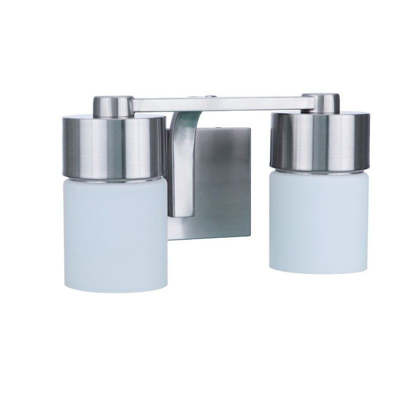 Craftmade District 14" 2-Light Brushed Polished Nickel Vanity Light With White Opal Glass Shades