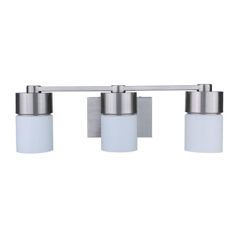 Craftmade District 22" 3-Light Brushed Polished Nickel Vanity Light With White Opal Glass Shades