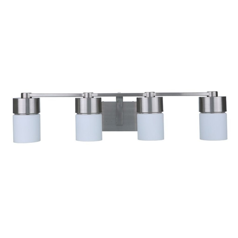 Craftmade District 31" 4-Light Brushed Polished Nickel Vanity Light With White Opal Glass Shades