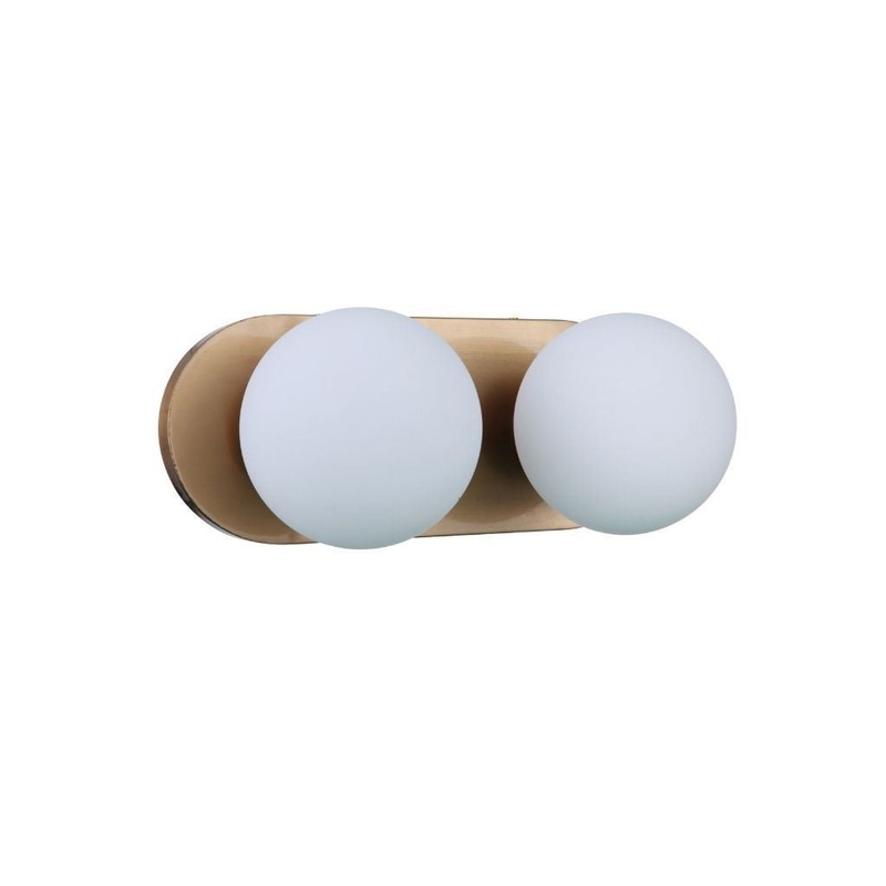 Craftmade Dotti 15" 2-Light Satin Brass Vanity Light With White Opal Glass Shades