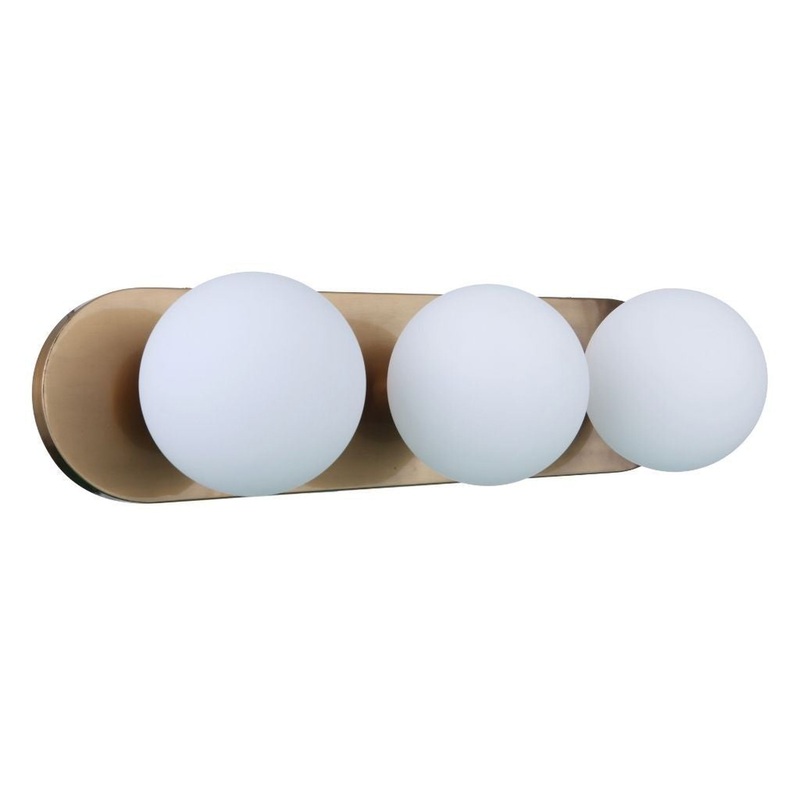 Craftmade Dotti 23" 3-Light Satin Brass Vanity Light With White Opal Glass Shades