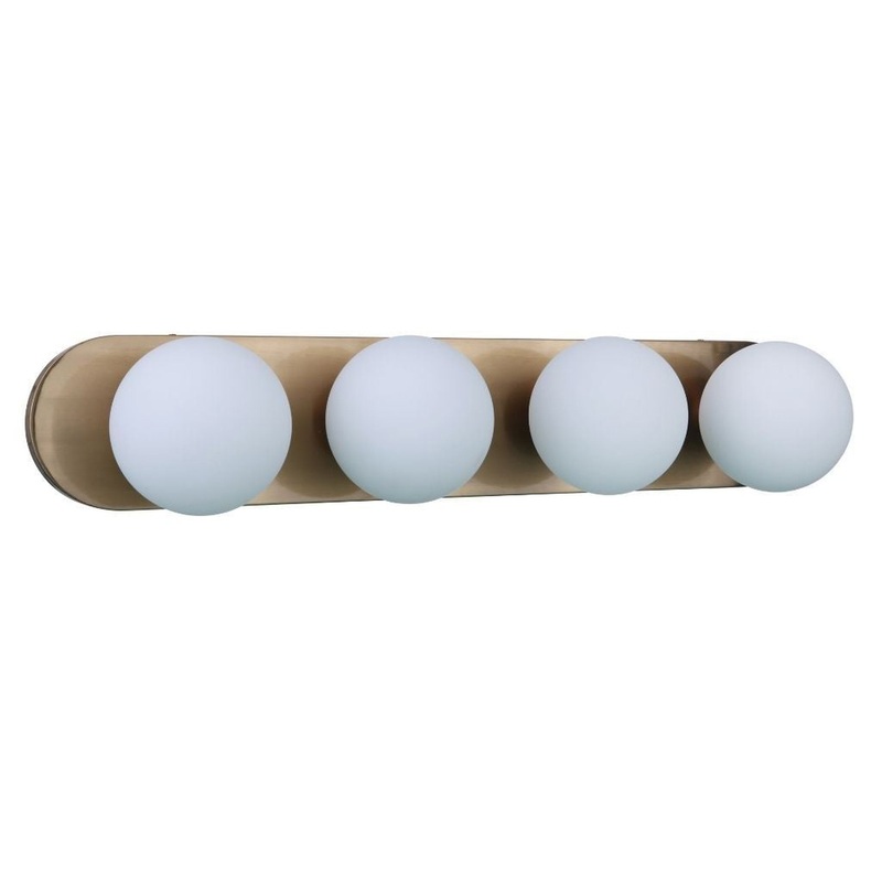 Craftmade Dotti 32" 4-Light Satin Brass Vanity Light With White Opal Glass Shades