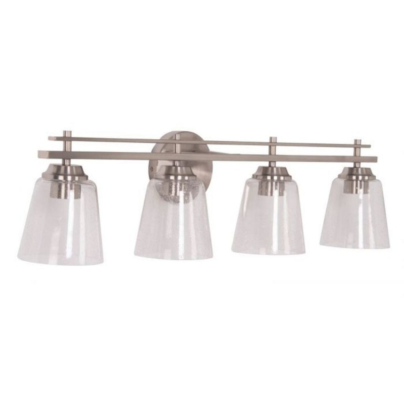 Craftmade Drake 33" 4-Light Brushed Polished Nickel Vanity Light With Clear Seeded Glass Shades