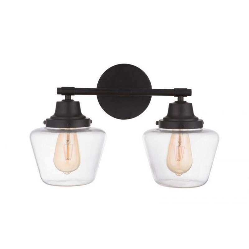 Craftmade Essex 18" 2-Light Flat Black Vanity Light With Clear Glass Shades