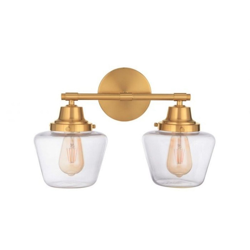 Craftmade Essex 18" 2-Light Satin Brass Vanity Light With Clear Glass Shades