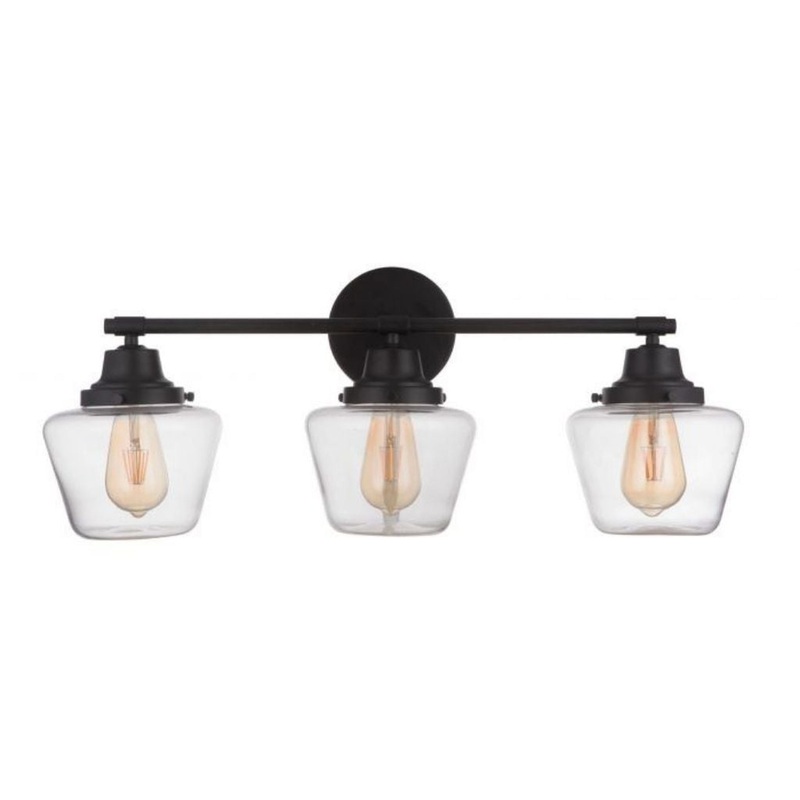 Craftmade Essex 28" 3-Light Flat Black Vanity Light With Clear Glass Shades